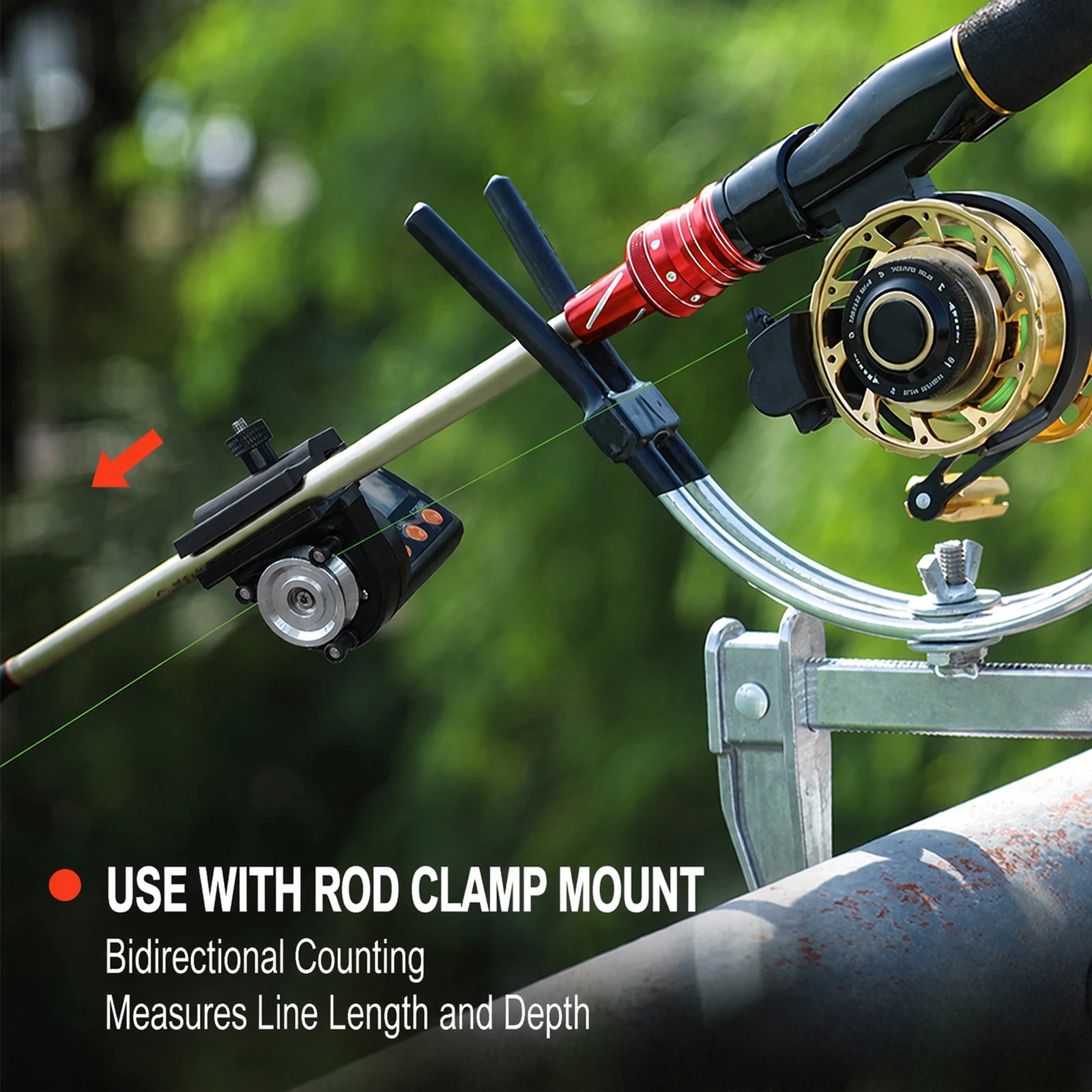 Electronic Roller Type Line Counter Dual Direction Spinning Reel 0.1m Precision 5-17mm Clamp Backlight