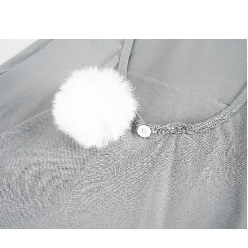 WU01 أنيمي الأرنب فتاة تأثيري حلي المرأة مثير عارية الذراعين مقنعين اللباس Kawaii لطيف قلنسوة بسحاب باس النوم منامة HalloweJk5 *!