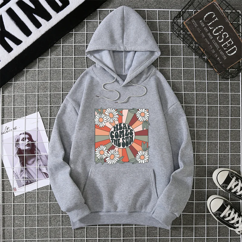 SEEK THE Sunflower Pattern Printing Damen Hoodie Amazon Independent Station Sommer New Style Baumwolle Rundhals Hoodie CYXX303