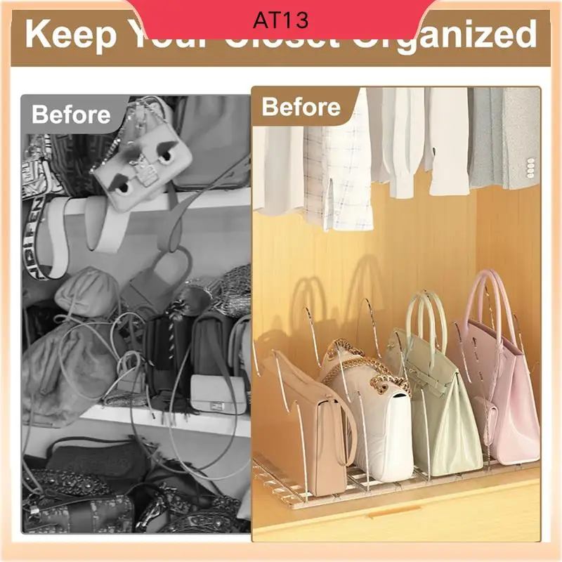 

AT13 Purse Organizer For Closet, 8Pcs Adjustable Clear Handbag Storage Organizer, Shelf Dividers For Bedroom, House, Office