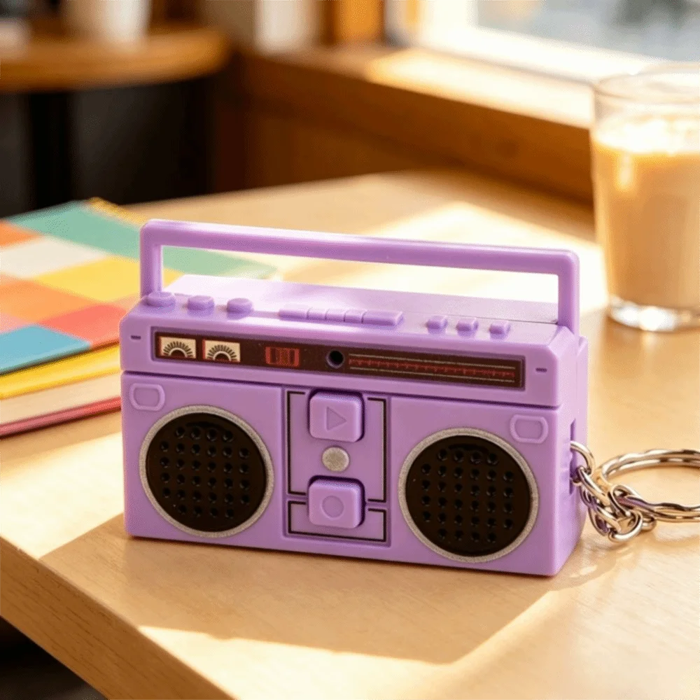 Mini Size Radio Shape Keychain Retro Style Plastic Material Music Recorder Keychain Macaron Color Exquisite Design