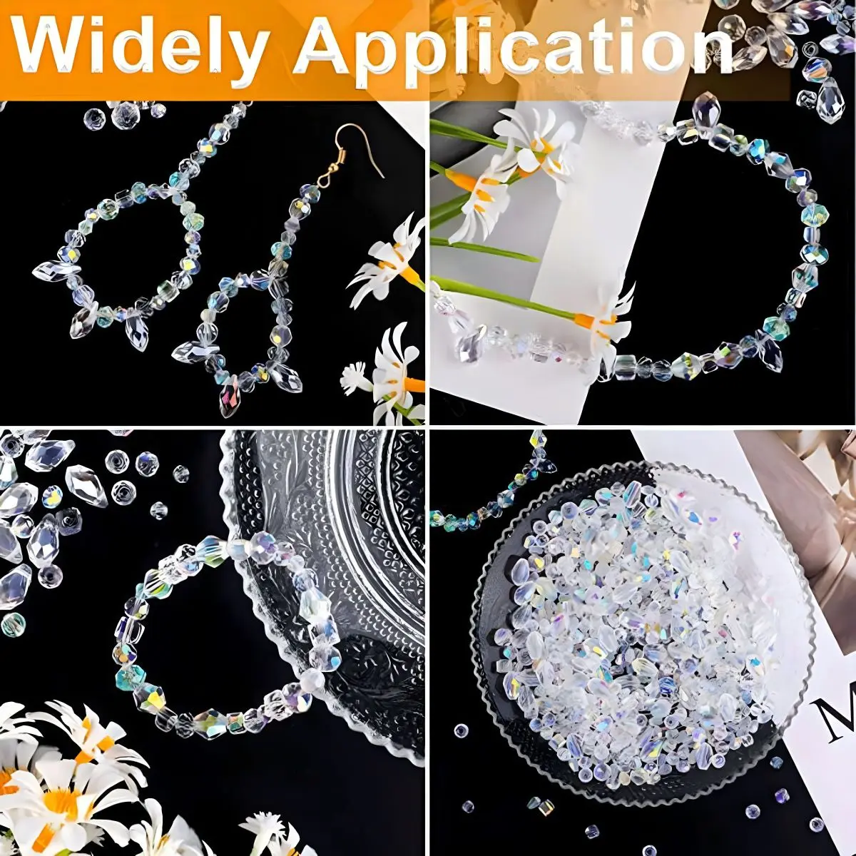 300pcs Crystal Glass Beads Mixed Crystal Glass Beads Various Crystal Beads Bulk Glass Beads For DIY