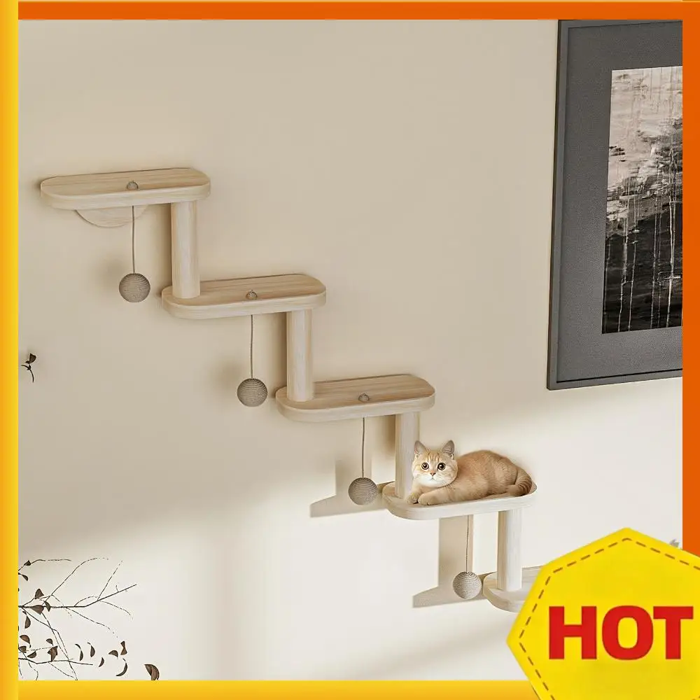 

Настенная деревянная лестница-когтеточка для кошек с 5 ступеньками, деревянная стойка-лестница для сна и игр