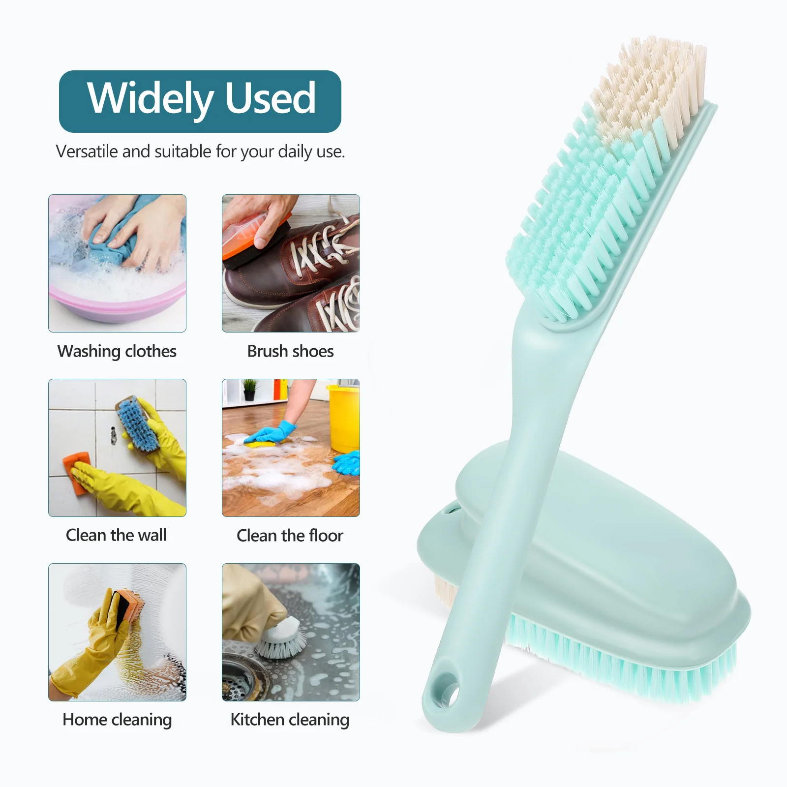 

1 Set Shoe Brush Long Handle Sturdy Plastic Bristles For Sneakers Laundry Carpet Cleaning Household Scrubbing Brush Clothes