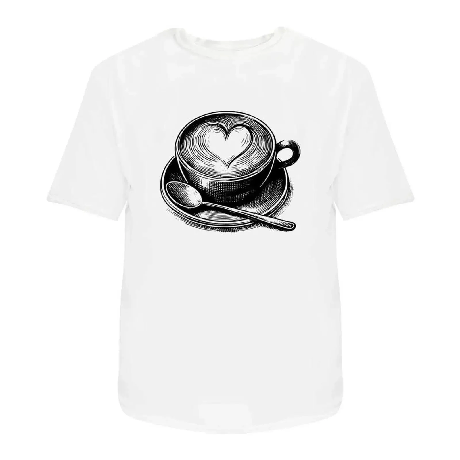 'Cappuccino Coffee With Heart' T Shirt 100 Cotton S XXL TA056231 vintage Washed fashion Breathable Stylish Stretched