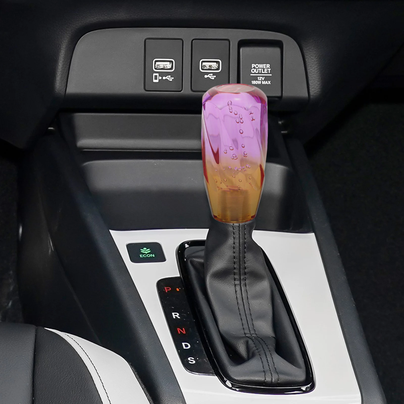 

Car Gear Knob Acrylic Crystal Dual Color Purple Yellow Universal Manual Decorative Lever Stick H Manual Shift Knobs