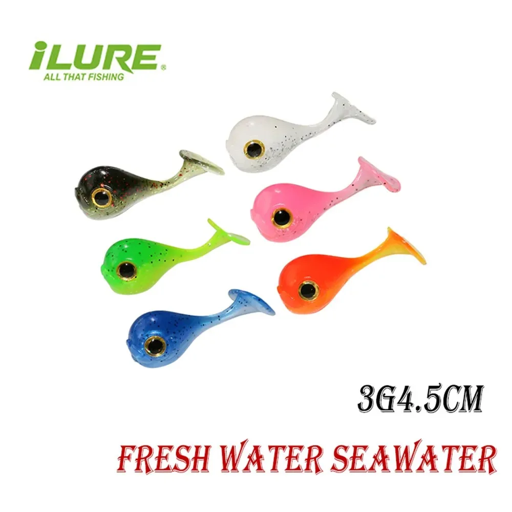 

ILURE 1Pcs Artificial Silicone Bait For Freshwater Sea Fishing Big Head Fish T-Tail Wobbler Lure Perch Trout Carp 4.5cm3g Pesca