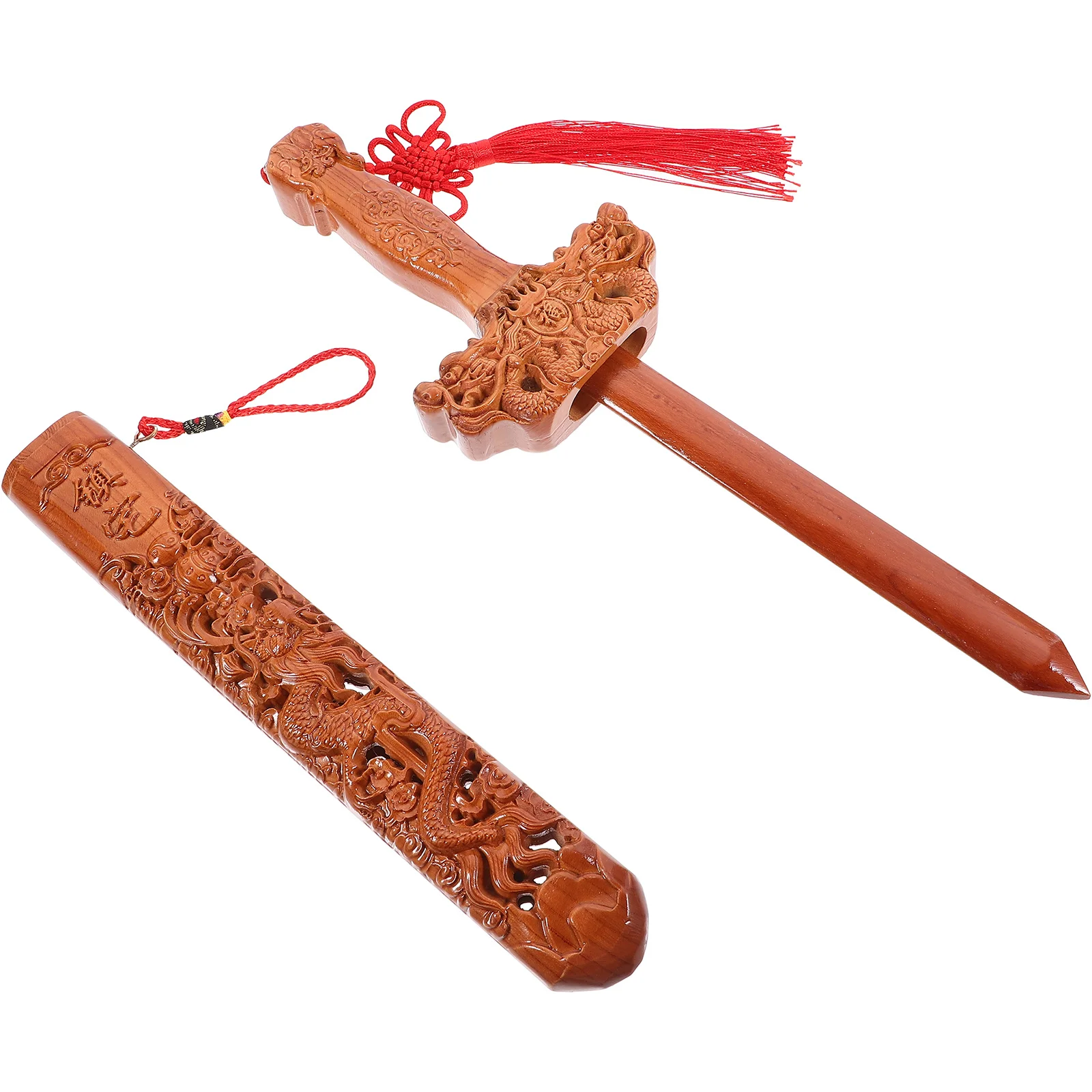 

Wooden Sword Decor Chinese Style Engraved Craft Home Wall Pendant For Evil Exorcism Festival Ornament Vintage Charm Feng