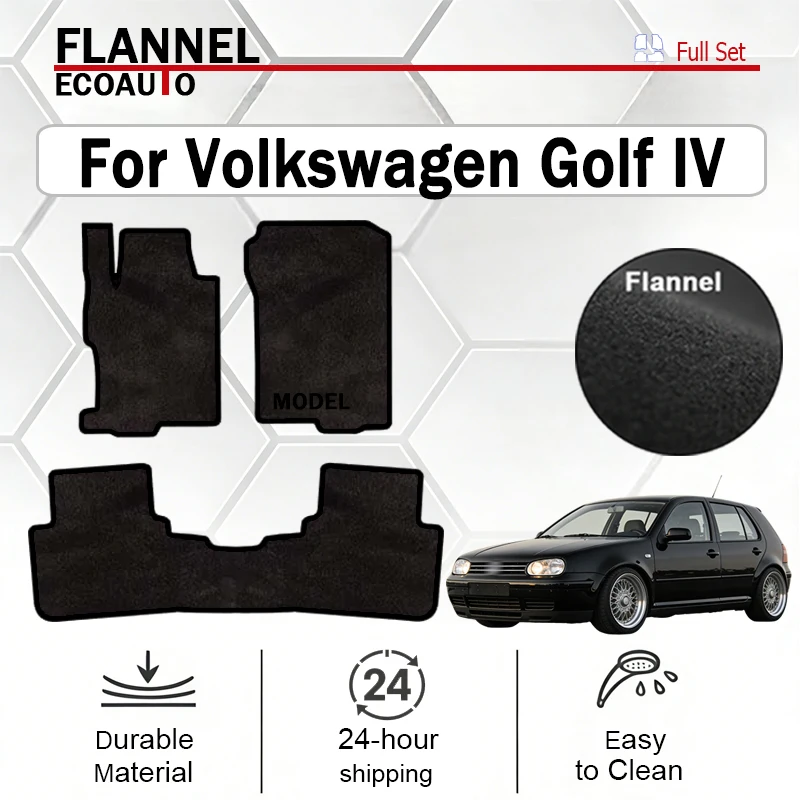 ECOAUTO Car velour mats for Volkswagen Golf IV hatchback, variant (1997 1998-2003) -Black