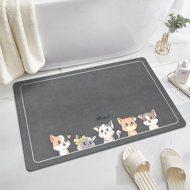 

VIKAMA Diatomite Floor Mats Cartoon Bathroom Non-Slip Bathroom Absorbent Quick-Dry Doorway Carpet Foot Mat Doormat Home Decor