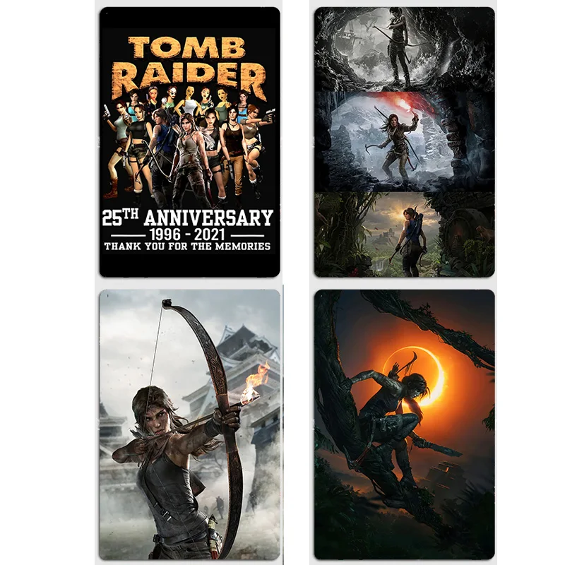 Tomb Raider Lara Croft Classic Poster Metal Custom Sign Living Room Wall Indoor Decor Room Decoration Bedroom Posters Home Decor