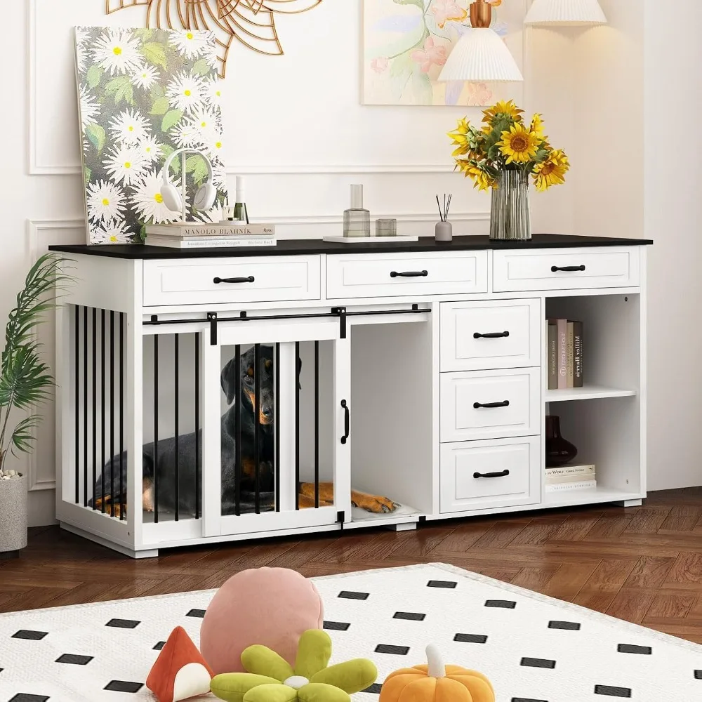 Dog Crate Funiture with Storage, 72.4