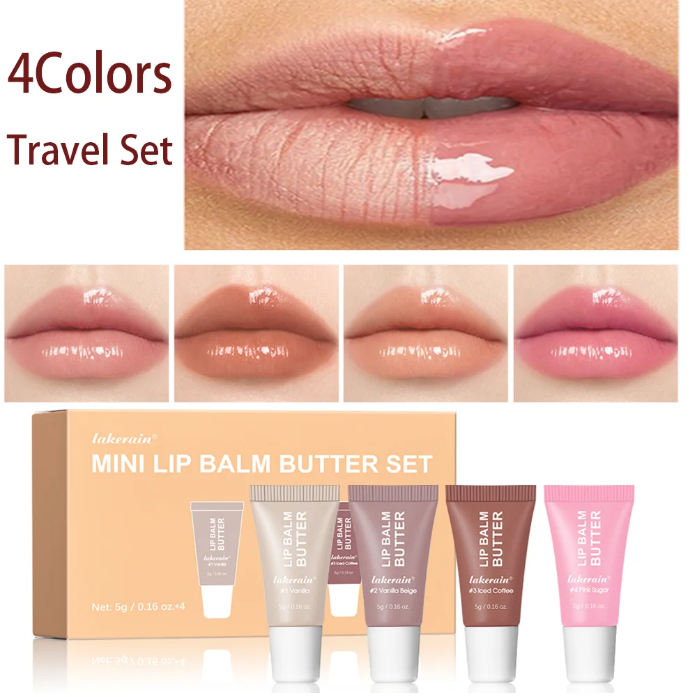 Lips Glosses Lip Butter Balm Set Travel Size Hydrate Moisturize Plump Lips Nourishing Improves Dry Lips Woman Makeup Cosmetics