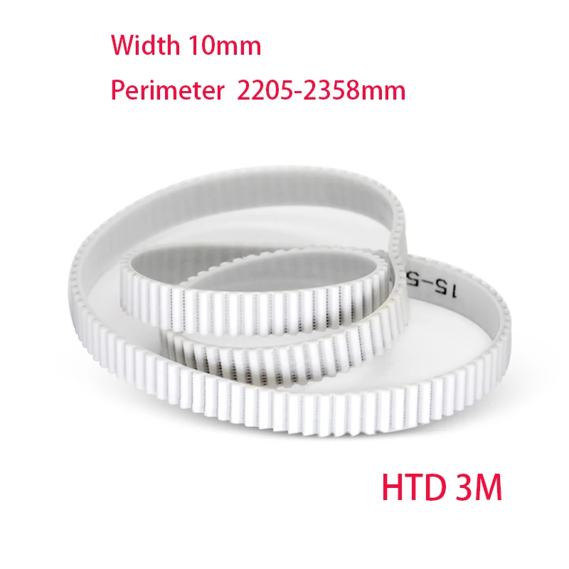 1Pcs Perimeter 2205-2358mm HTD3M PU with Steel Core Timing Belt Width 10mm White Polyurethane Closed Loop Gear Belt