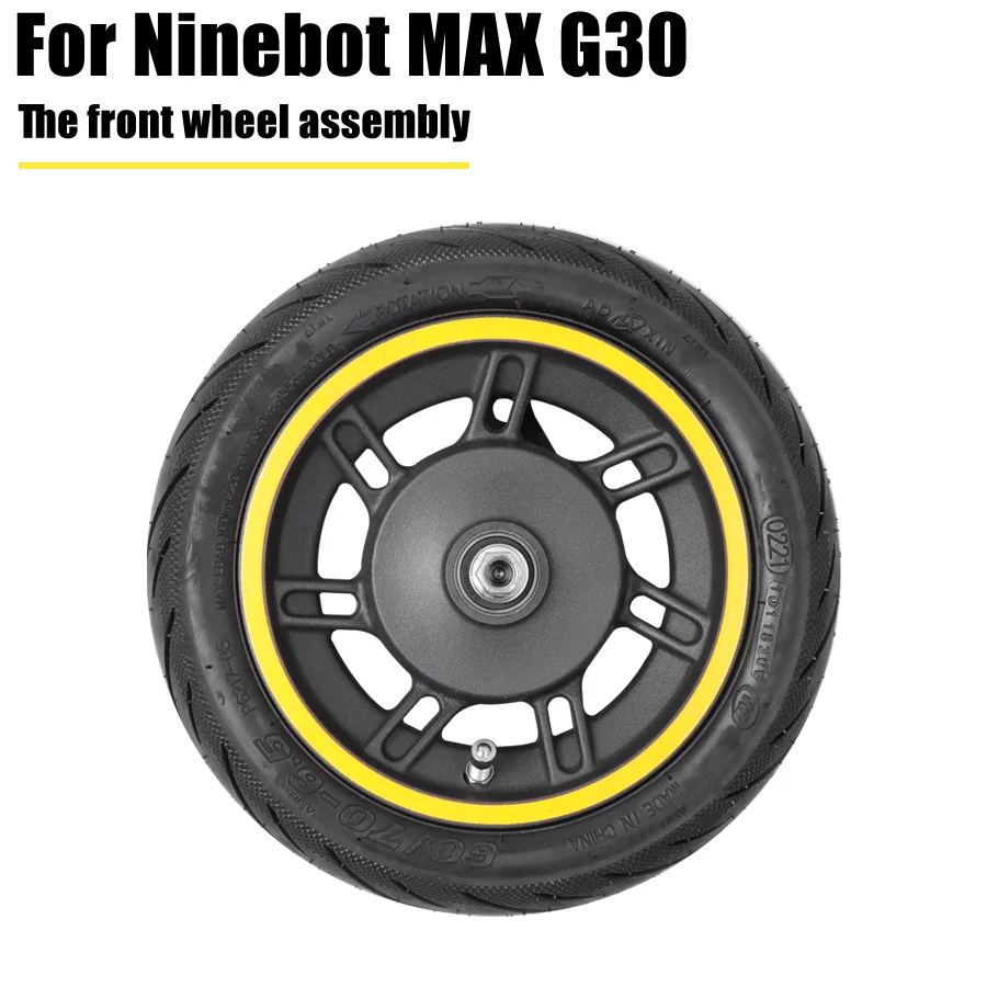 10 Inch Front Wheel with Vacuum Tubeless Tire Assembly for Ninebot Max G30 Kickscooter Front Wheel sets Electric Scooter Parts