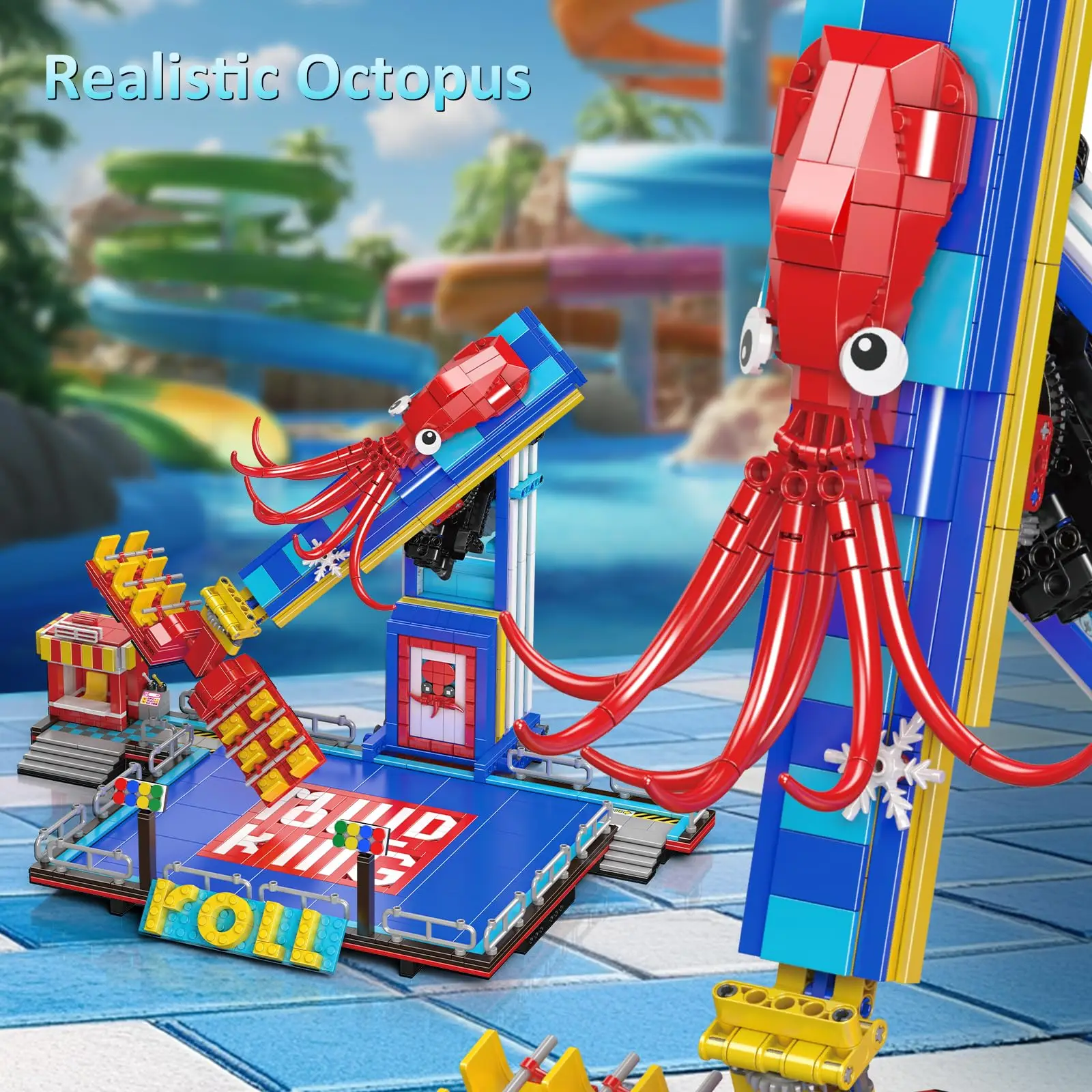 Stampo Re 11015 Parco divertimenti Giocattoli Il Polpo Motorizzato Spin Ride Building Block Montagne russe Mattoni Regalo di Natale per bambini