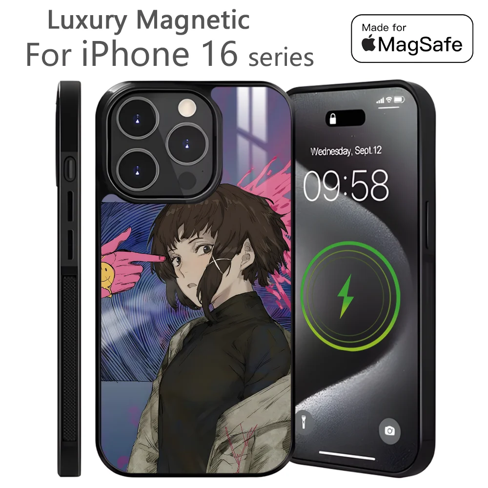 

Anime Serial Experiments Lain Phone Case For iPhone 16 15 14 13 12 11 Pro Max Plus Mini Magnetic Magsafe Wireless Charging Cover