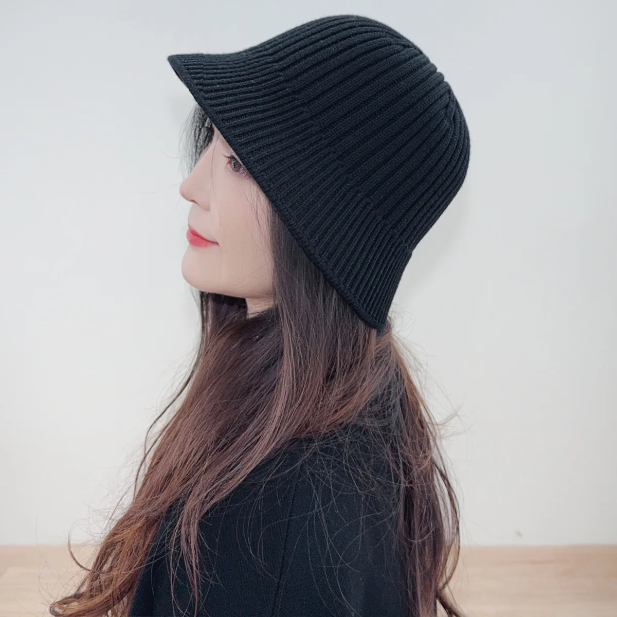2026 New Heat-set Knitted Wool Bucket Hat, Ribbed Dome Face Friendly Fisherman Cap