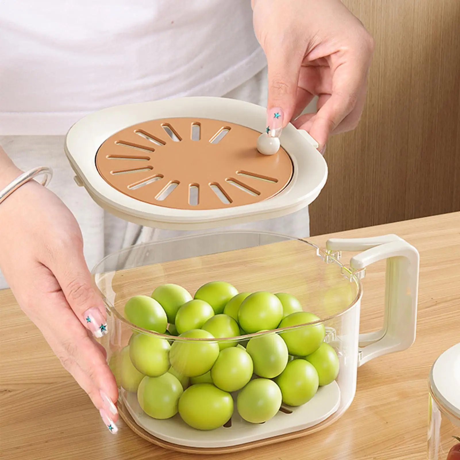 2-in-1 Foldable Handle Multifunctional Dining Tool Vegetable Washing Basket Vegetable Strainer Bowl For Home Salad Food Berry