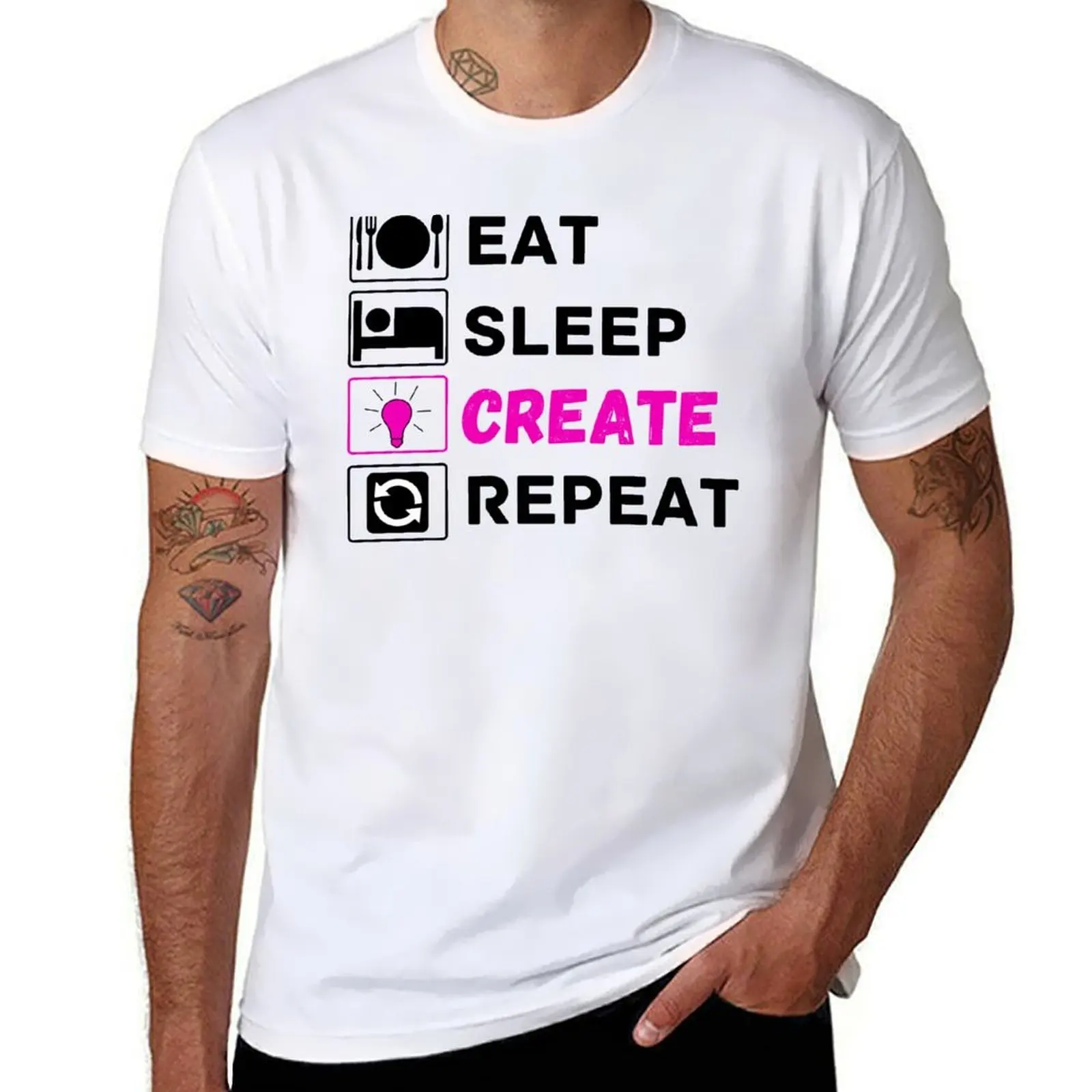 

eat sleep create repeat T-Shirt man t shirt graphic anime t shirts oversize T-Shirt