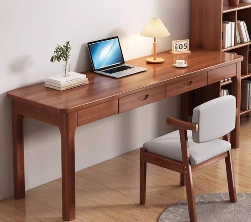 Scrivania in legno massello, scrivania per computer, casa semplice, scrivania con cassetti, banco da lavoro, scrivania