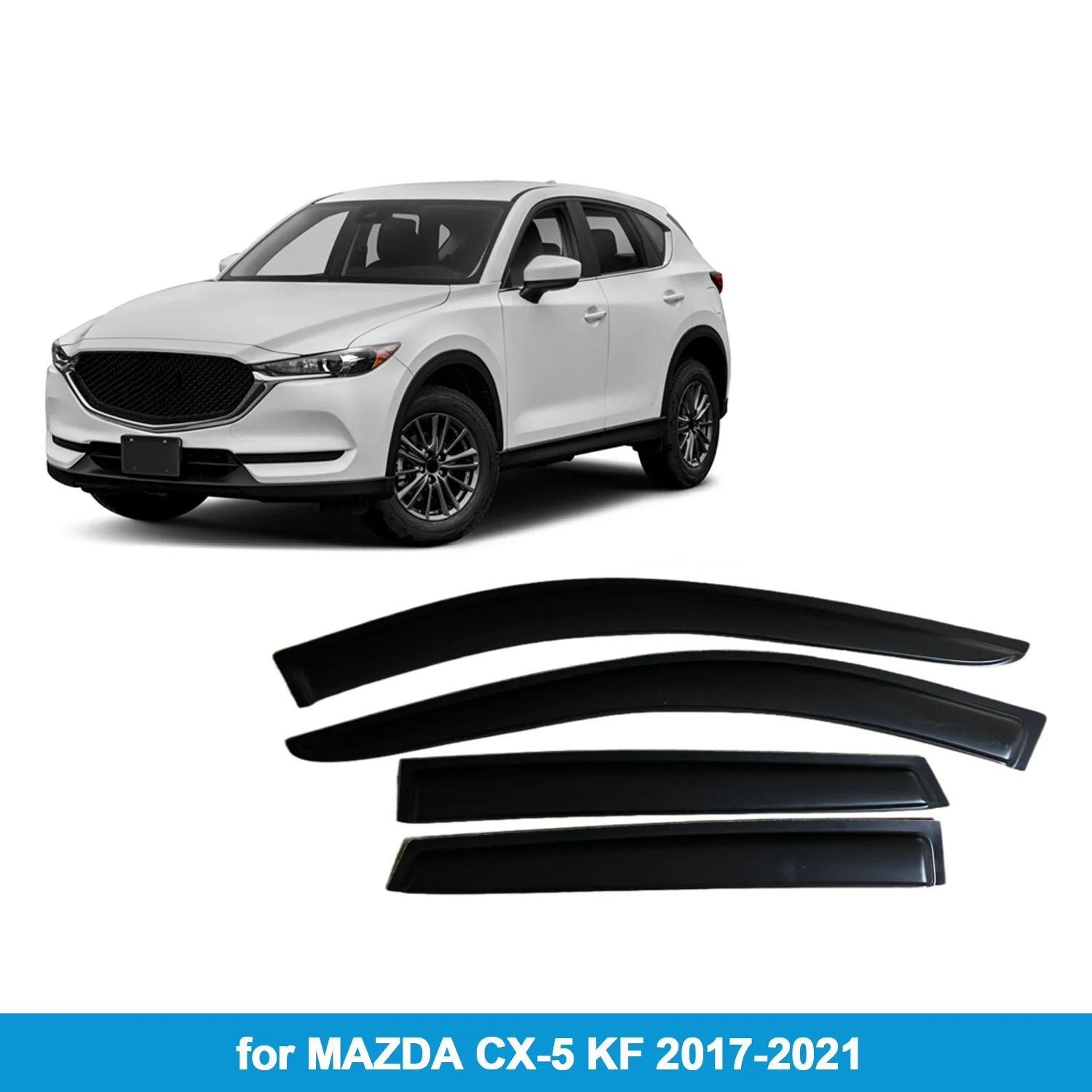 

Window Visor for MAZDA CX-5 KF 2017-2021 Rain Guard Side Vent Deflector Weathershield Outside-Mount Tape On