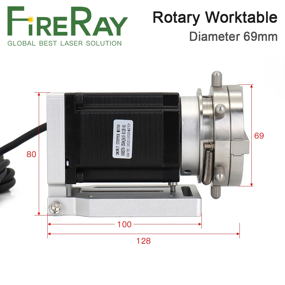 Вращающееся устройство Fireray диаметром 69 мм, 2-фазный двигатель, вращающаяся насадка + драйвер для расширительной оси машины для маркировки CO2 и волокон