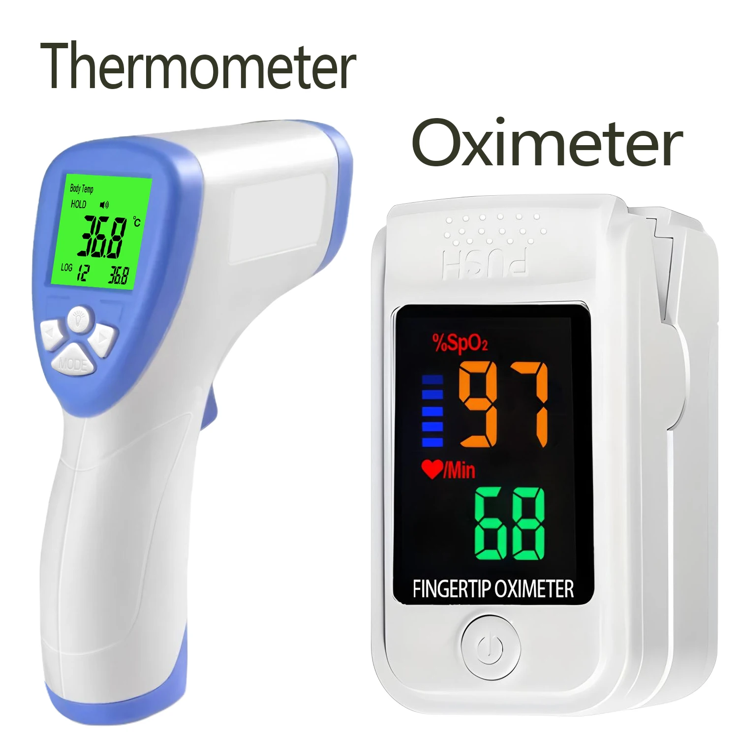 Medical Fingertip Pulse Oximeter Infrared Fever Thermometer Digital LED Adult Non-contact Ear & forhead Infrared Thermometer