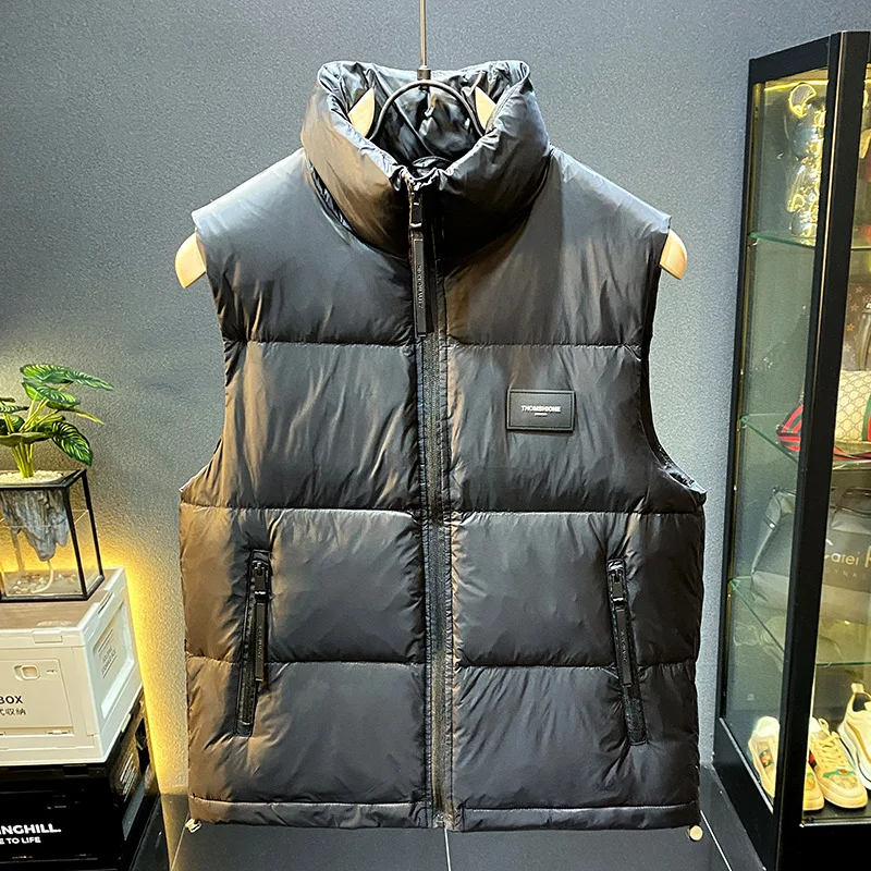 White Duck down Vest for Men and Women 2024 Autumn and Winter New Sleeveless Crop-Top Outerwear Warm Vest Stand Collar Coat