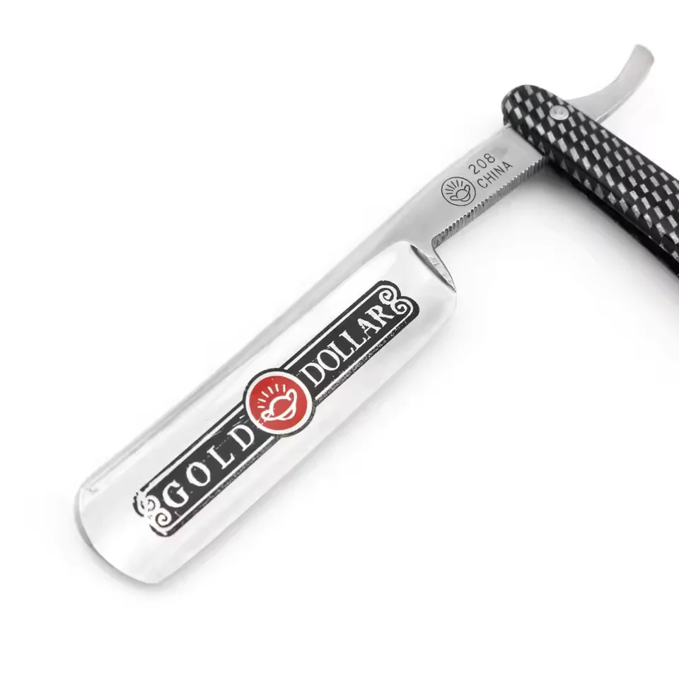 Gold Dollar Professional Straight Barber Razor, Shavette Open Razor Stainless Steel Sharp Blade Shave Ready Salon