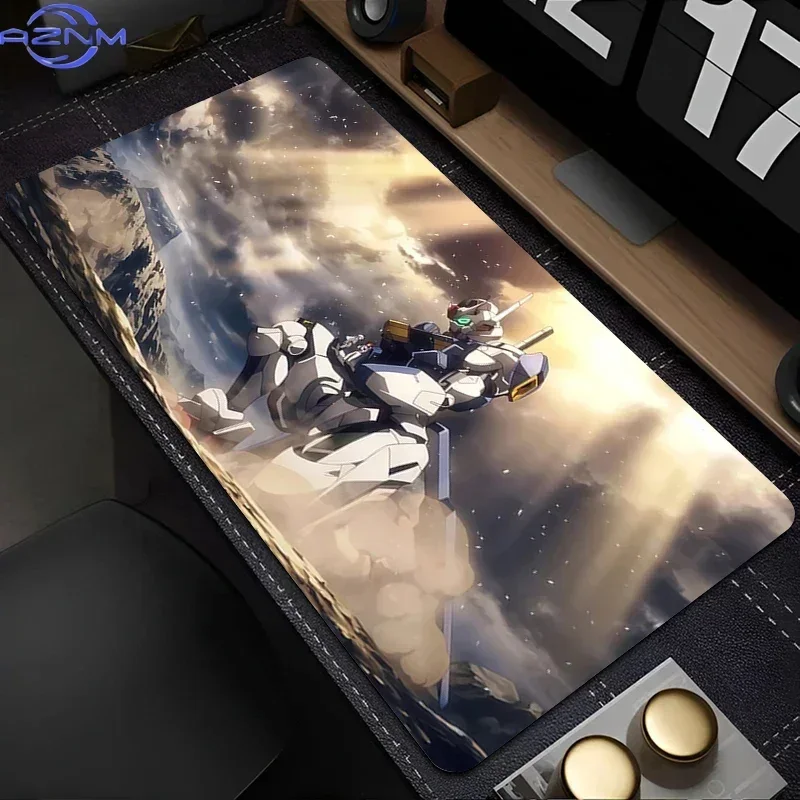 Anime Gundam Mecha Mouse Pad, Rubber Non Slip Gaming Desk Mat, Mountain Clouds Scenery Robot Art Mouse Pad for Desktop Gaming an