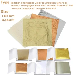 100Pc Colored Golds Leaf Sheets Silver Glitter Paper Art Crafts For Gilding Furniture Walls Nail Vintage Decoration DIY Painting