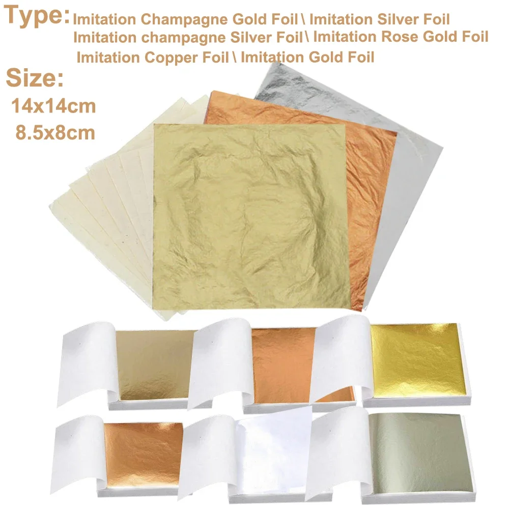 100Pc Colored Golds Leaf Sheets Silver Glitter Paper Art Crafts For Gilding Furniture Walls Nail Vintage Decoration DIY Painting