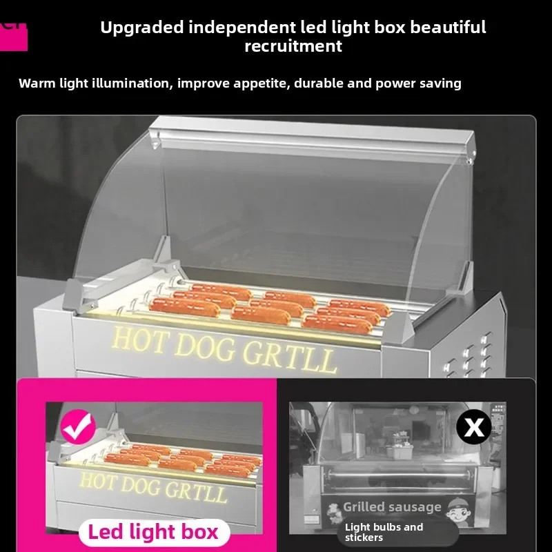 LXC  electric sausage grill machine small desktop automatic Internet celebrity crispy grilled sausage hot dog machine stall