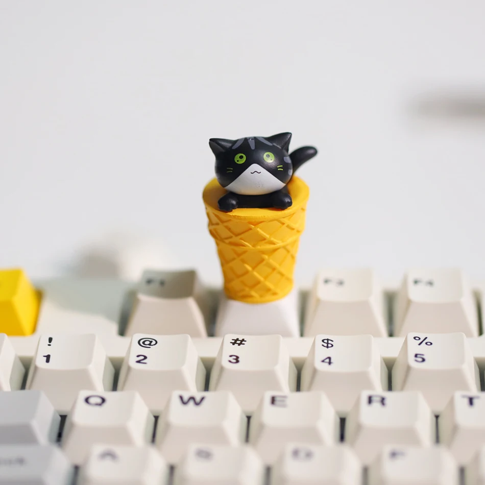 Cute Cat Key Cap Cartoon Handmade Mechanical Keyboard Caps Accessories Personalized Cherry MX Artisan Custom Pink PBT Keycap