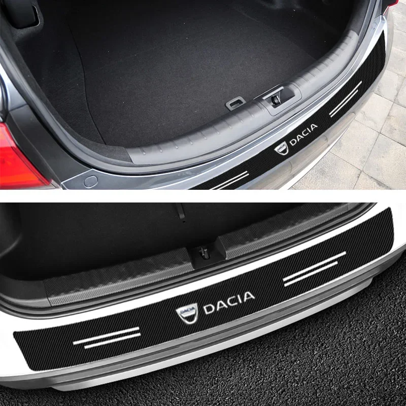 Carbon Fiber Car Rear Bumper Trunk Guard Protected Stickers For Dacia Duster Logan MCV Sandero Stepway Dokker Lodgy Car Styling