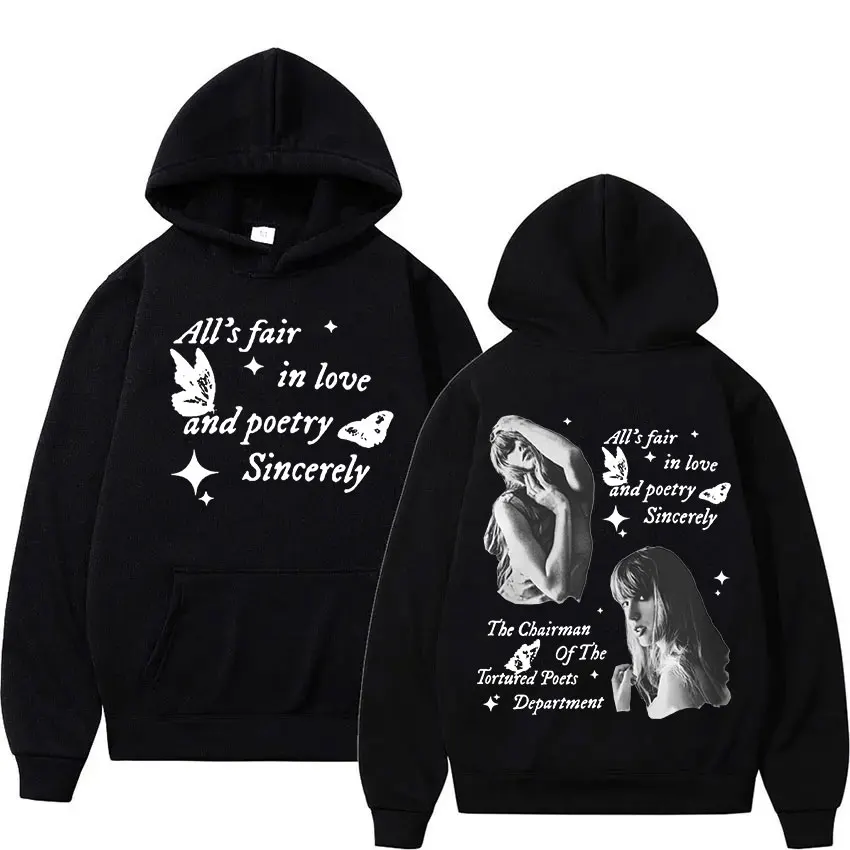 2024 New Album The Tortured Poets Department Print Hoodie Man Women Hip Hop Retro Fashion Pullover Oversized Sweatshirt Clothing