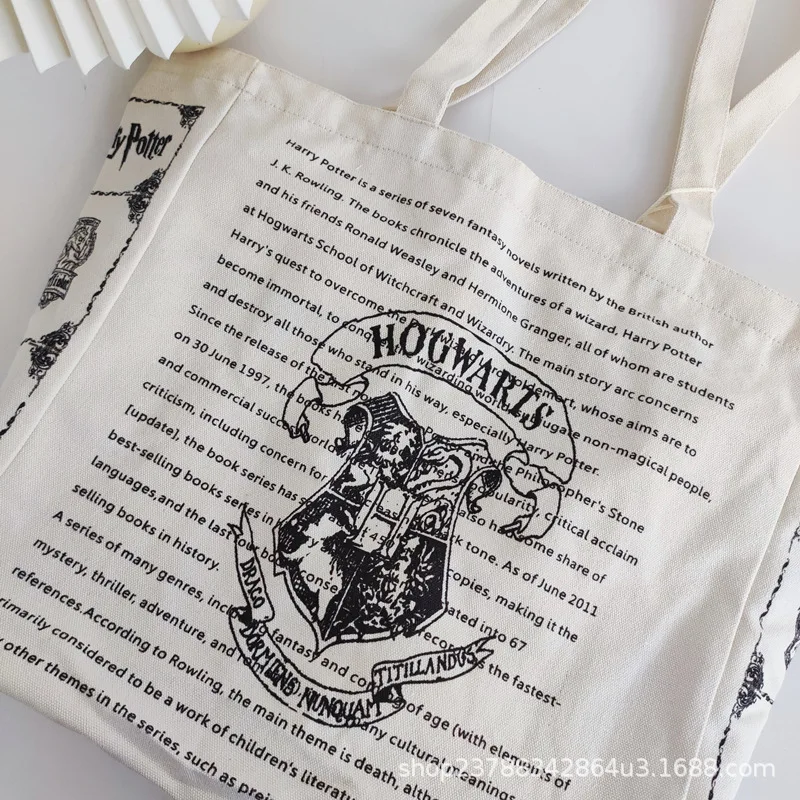 Harries Potters Shoulder Bags Hogwarts Magic Academy High Capacity Canvas Tote Crossbody Bag Movie Peripherals Girls Fans Gifts