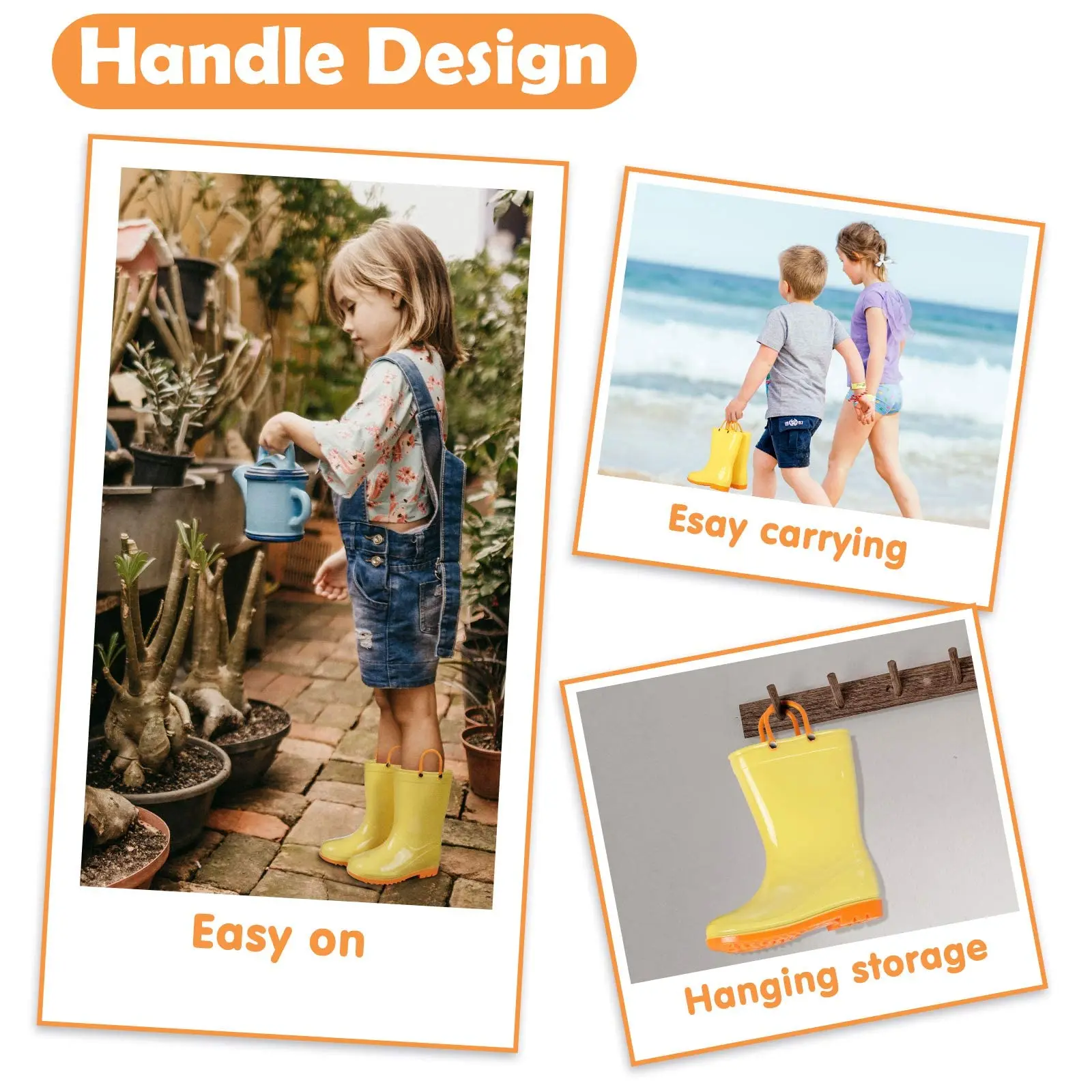 Gacimy Kids Rain Boots, Rubber, Waterproof, Non-slip, Easy Pull Handles For Toddlers_voghion.com