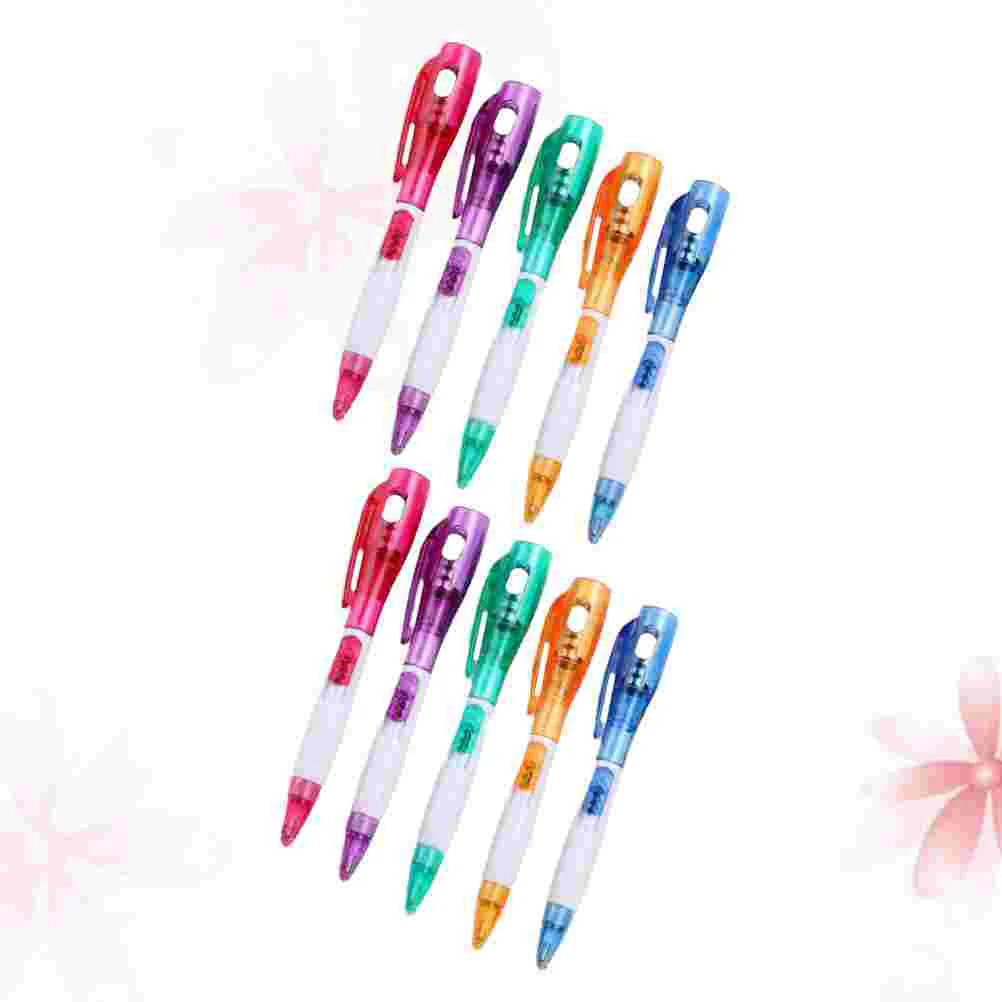 

10 Pcs Light Ball Pen Point Pens Black Multifunction with Lights Ballpoint Multi-function Ball-point Student