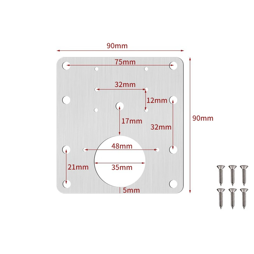 ABLG & 6 Pcs Cabinet Hinge Repair Plate Kit with Screws, Stainless Steel Concealed Cupboard Door Hinge Repair Brackets
