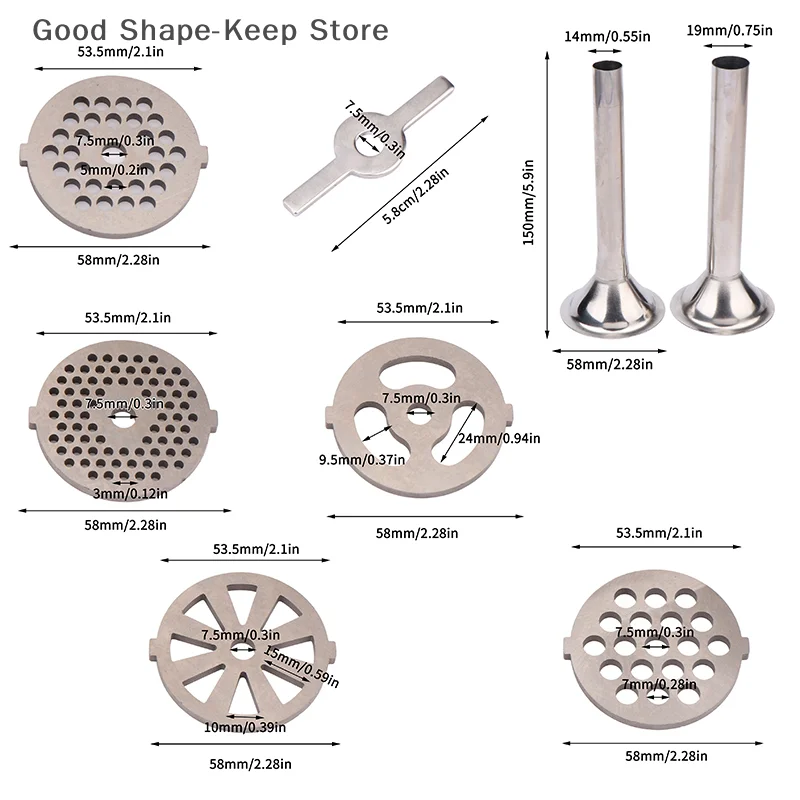 1PC Meat Grinder Blades Plate Discs Pinion Mixer Spare Parts Stainless Steel Grille For Food Grinder Replacement Accessories