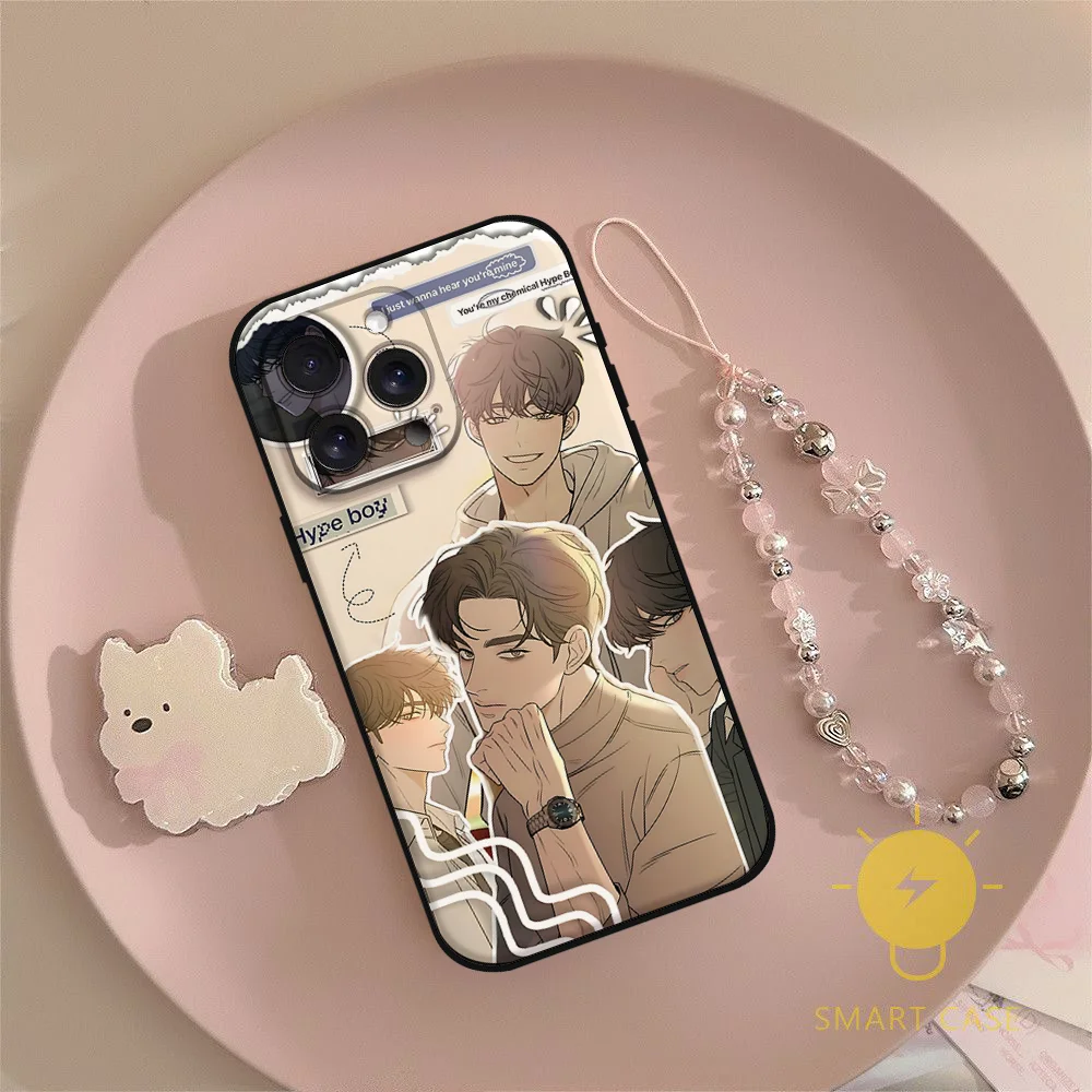 حافظة هاتف Operation True Love لهاتف آيفون 15,14,13,12,11,16,XS,XR,X,8,7,Pro,Max,Plus,mini غطاء أسود من السيليكون