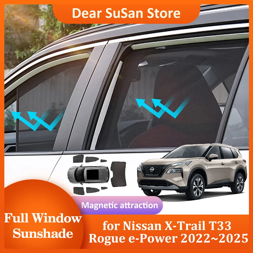 

Автомобильный Магнитный солнцезащитный козырек для Nissan X-Trail T33 Rogue e-Power 2022 ~ 2025, занавеска на лобовое стекло, солнцезащитный козырек, крыша, оконные аксессуары