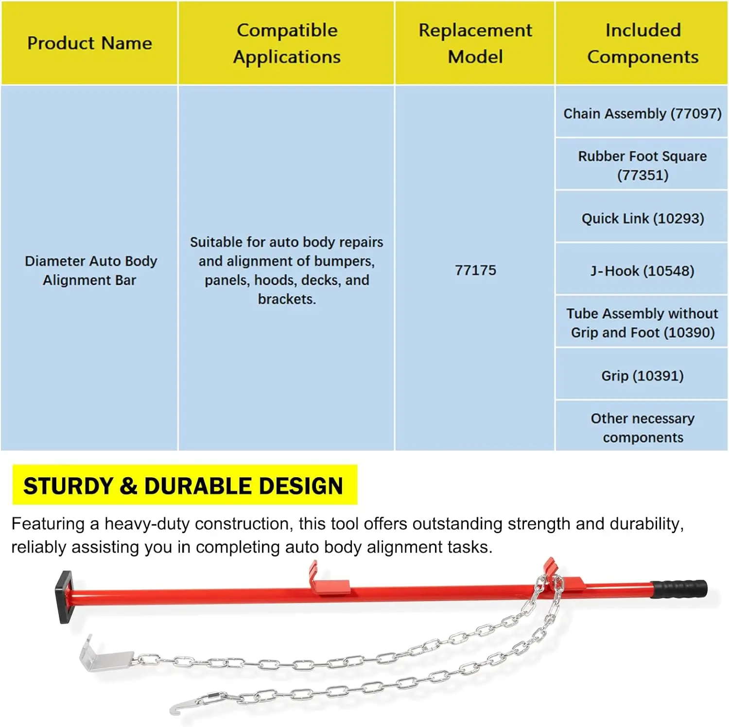 TML 77175 Premium Auto Body Alignment Bar 1-1/4\