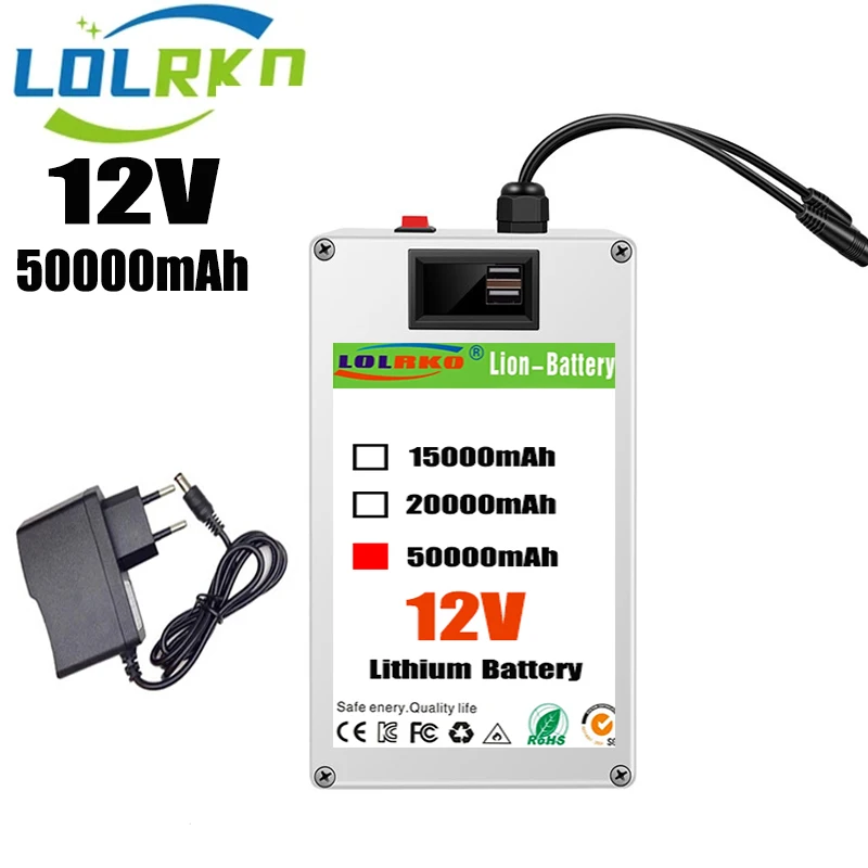 The latest DC 12V 50Ah lithium-ion AC rechargeable battery is a large capacity and multi-purpose rechargeable battery