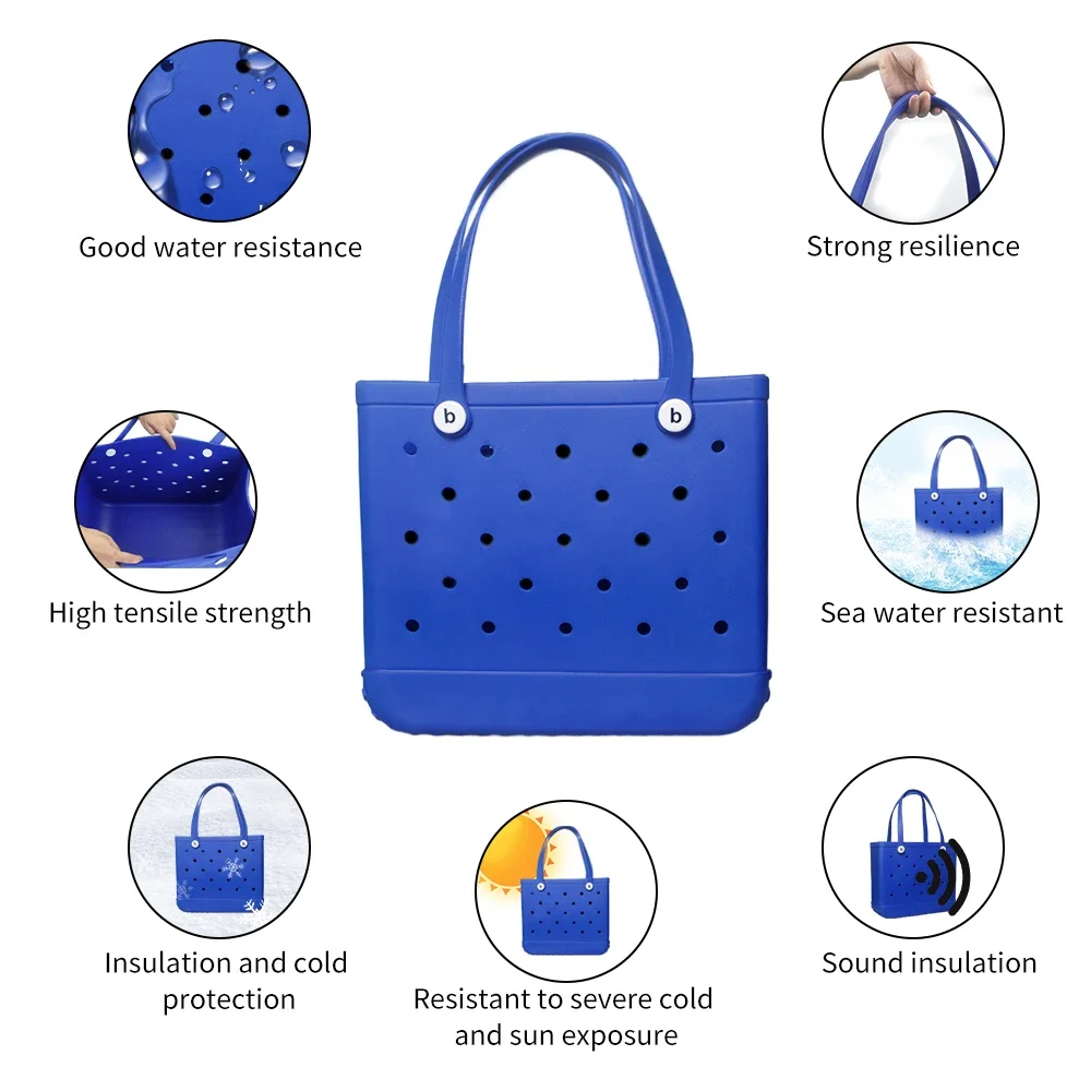 X/XL Eva Beach Bogg Bag Waterproof Extra Large Tote Bag Beach Basket Women Picnic Handbag 48cm XL Boggs Bag Rubber Shopping Bags