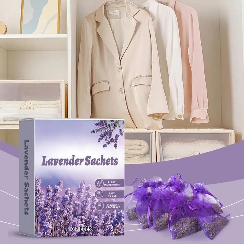 Bolsitas de armario de lavanda Bolsita de fragancia de lavanda para el hogar 10X Bolsitas de lavanda seca natural para cajones y armarios Lavanda