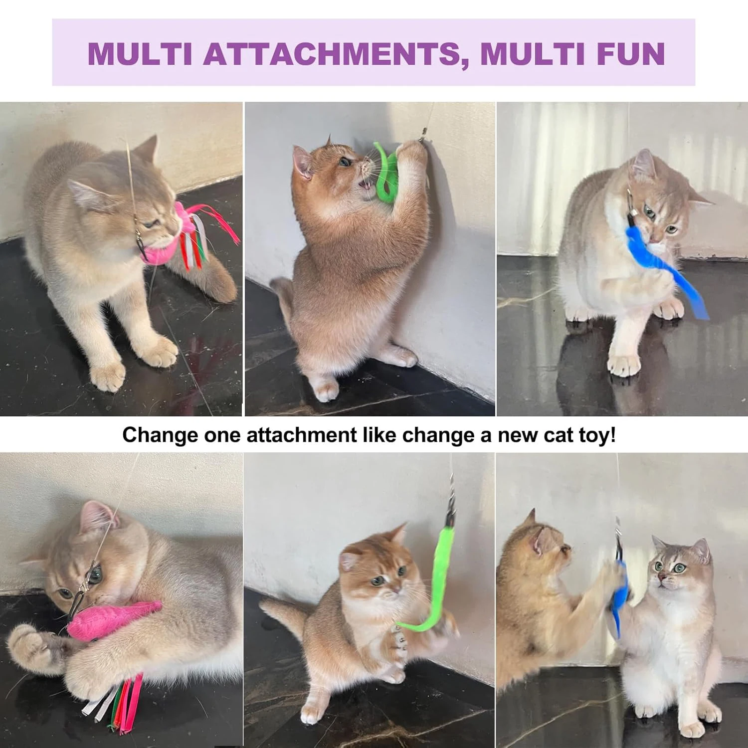 Interaktives, einziehbares Katzenspielzeug mit Wurm-Nachfüllungen, Wurm-Teaser für Hauskatzen, Katzenangelrute für Bewegung. – Detail 7