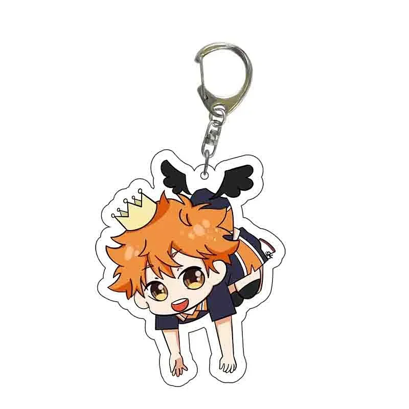 Anime Haikyu!! Hinata Shoyo Kageyama Tobio Keychain Cute Cartoon Model Acrylic Keyring Bag Baji Accessory